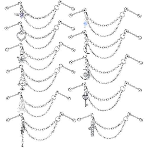 Cruach dhosmálta Cluas Piercing Jewelry, 304 Cruach dhosmálta, plátáilte, jewelry faisin & stíleanna éagsúla do rogha & do bhean, dath bunaidh, Díolta De réir PC