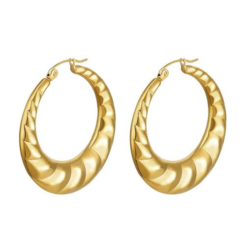 Titanium Aço Brinco, Partículas de aço, banhado, para mulher, dourado, vendido por par