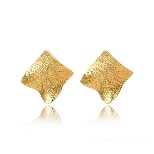 Stainless Steel Stud Earrings 304 Stainless Steel plated for woman golden Sold By Pair