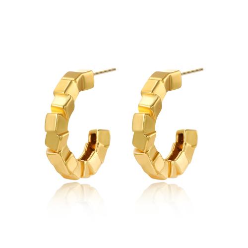 Stainless Steel Stud Earrings 304 Stainless Steel plated for woman golden Sold By Pair