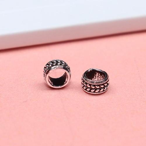 925 Sterling Sølv stort hul vulst, du kan DIY, oprindelige farve, 6mm, Hole:Ca. 3.5mm, Solgt af PC