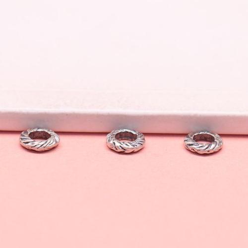 Spacer Perlen Schmuck, 925 Sterling Silber, DIY, originale Farbe, 6.70mm, Bohrung:ca. 3.5mm, verkauft von PC