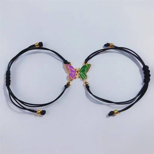 Pulseira de liga de zinco, with Fio de cera, banhado, 2 peças & para mulher & esmalte, Mais cores pare escolha, comprimento Aprox 17-26 cm, vendido por PC