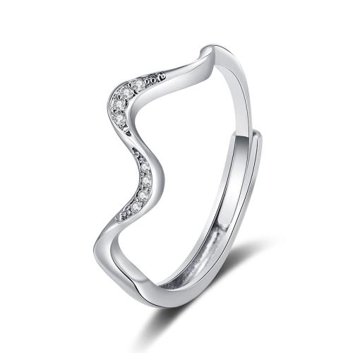 Cubique anneau en laiton Circonia Micro Pave, Placage, pavé de micro zircon & pour femme, couleur originale, Vendu par PC