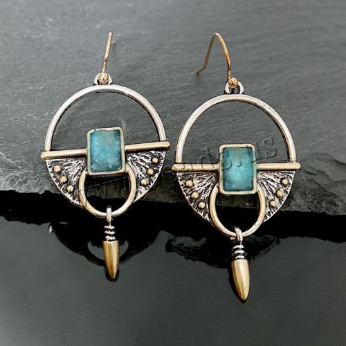 Sinc Alloy Earrings, le Blue Ore, plátáilte, jewelry faisin & do bhean, 48x24mm, Díolta De réir Péire