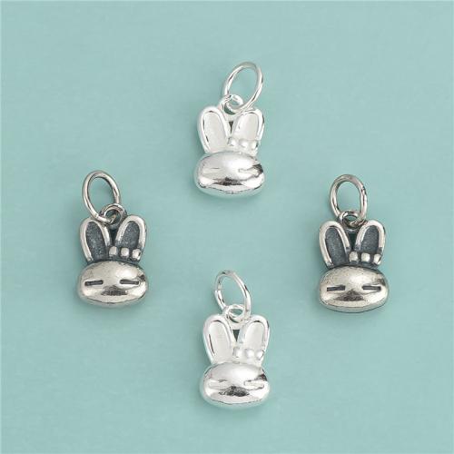 Pendentif en argent Sterling 925, lapin, DIY, plus de couleurs à choisir, 7.50x11.30mm, Trou:Environ 4mm, Vendu par PC