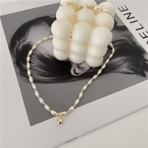 Plaisteach Pearl muince, Sinc Alloy, le Pearl Plaisteacha, jewelry faisin & do bhean, Fad Thart 45 cm, Díolta De réir PC