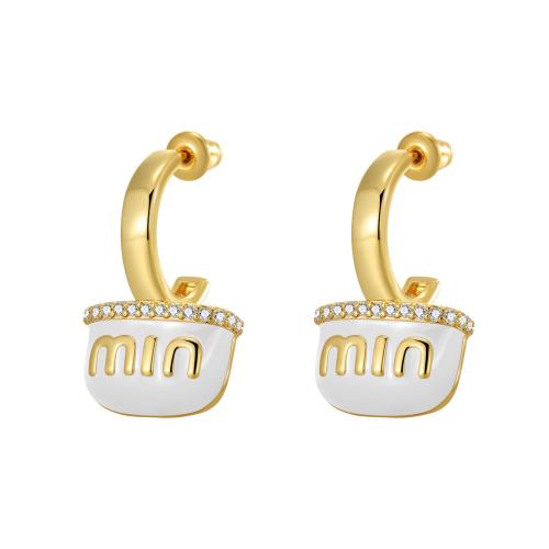 Boucles d'oreilles en laiton zircon cubique pavent, bijoux de mode & pavé de micro zircon & pour femme & émail, plus de couleurs à choisir, 15x27mm, Vendu par paire