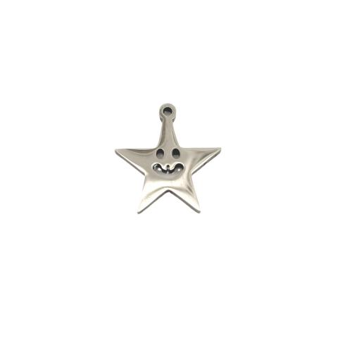 Rostfritt stål Smycken Hängen, 304 rostfritt stål, Star, DIY, ursprungliga färgen, 14x13mm, Säljs av PC