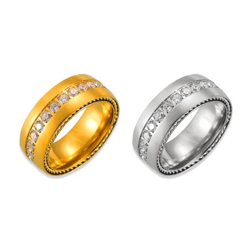 Bague acier titane, normes différentes pour le choix & pavé de micro zircon & pour femme, plus de couleurs à choisir, width 8mm, Vendu par PC