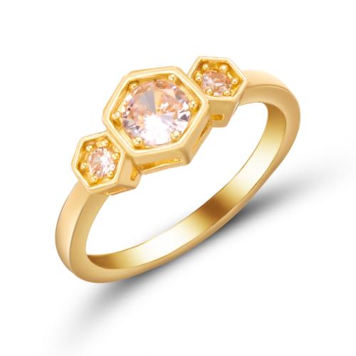 Bague Zircon cubique en laiton, avec zircon cubique, hexagone, Placage, bijoux de mode & pour femme, plus de couleurs à choisir, protéger l'environnement, sans nickel, plomb et cadmium, Taille:8, Vendu par PC