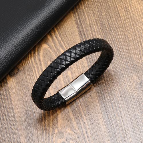 PU cavo bracciali, with 304 acciaio inox, gioielli di moda & per l'uomo, nessuno, Lunghezza 21.5 cm, Venduto da PC