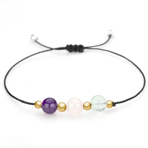 Braccialetti in cristallo naturale, ametista, with Filo di cotone & Fluorite colorato, fatto a mano, gioielli di moda & unisex & stili diversi per la scelta, Lunghezza Appross. 26 cm, Venduto da PC