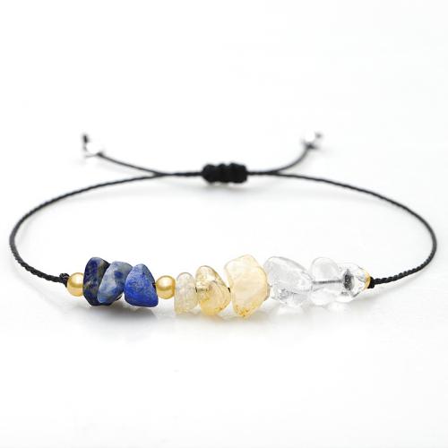 Quartz Bracelets Citrine with Cotton Thread & Lapis Lazuli & Brass handmade fashion jewelry & Unisex Length Approx 26 cm Sold By PC