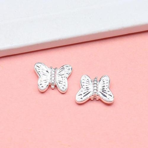 Spacer perle Nakit, 925 Sterling Silver, Leptir, možete DIY, srebro, 9.50x7.50mm, Rupa:Približno 1mm, Prodano By PC