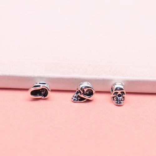 スペーサービーズジュエリー, 92.5％純度シルバー, 骸骨, DIY, オリジナルカラー, 3.80x4.70mm, 穴:約 1.4mm, 売り手 パソコン