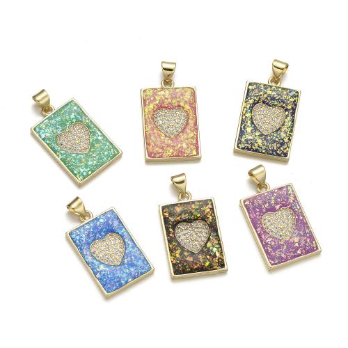 Cubic Zirconia Micro Pave Brass Pendant with Opal plated DIY & micro pave cubic zirconia Sold By PC