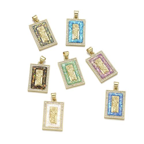 Cubic Zirconia Micro Pave Brass Pendant with Opal plated DIY & micro pave cubic zirconia Sold By PC