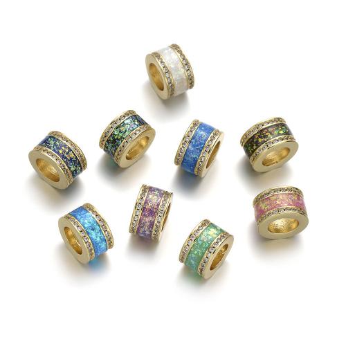 Brass Spacer perle, Mesing, s Opal, pozlaćen, možete DIY & micro utrti kubni cirkonij, više boja za izbor, Prodano By PC