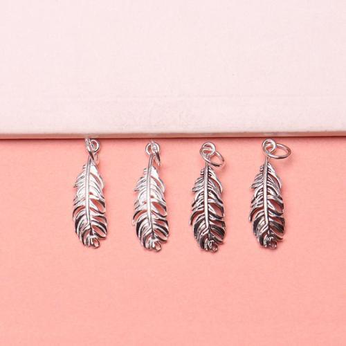 925 Sterling Sølv vedhæng, Feather, du kan DIY, flere farver til valg, 23x7mm, Solgt af PC