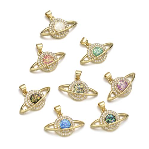 Cubic Zirconia Micro Pave Brass Pendant with Opal plated DIY & micro pave cubic zirconia Sold By PC