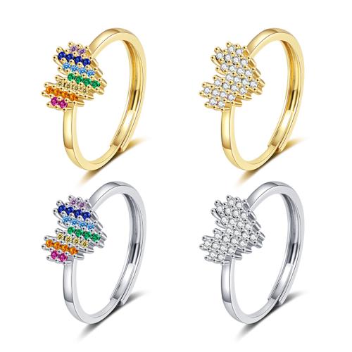 Cúbicos Circonia Micro Pave anillo de latón, metal, chapado, micro arcilla de zirconia cúbica & para mujer, más colores para la opción, Vendido por UD