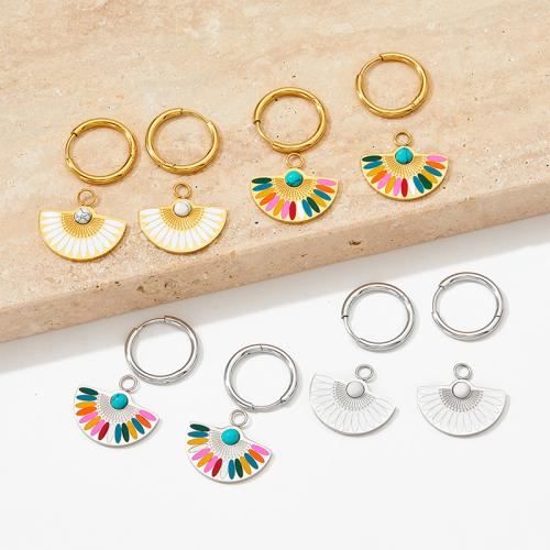 Stainless Steel Lever Terug Earring, 304 roestvrij staal, met turkoois, plated, voor vrouw & glazuur, meer kleuren voor de keuze, Verkocht door pair