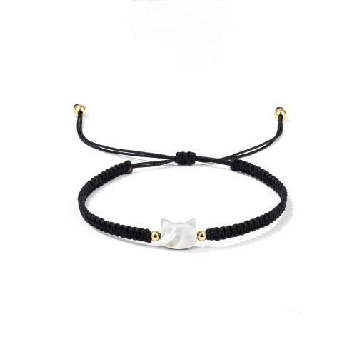 Shell Bracelet with Polyester Cord Cat braided & for couple Length Approx 6-11 Inch Sold By PC