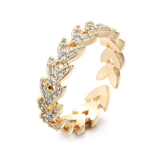 ottone Anelli Cuff, Foglia, placcato, per la donna & con strass, nessuno, Misura:6-8, Venduto da PC