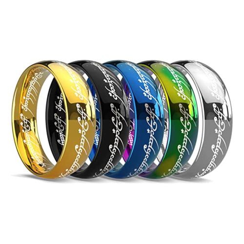 Anel de dedo de aço inoxidável, Aço inoxidável 304, joias de moda & unissex & tamanho diferente para a escolha, Mais cores pare escolha, width 6mm, vendido por PC