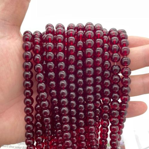 Naturlig granat perler, Garnet, Runde, du kan DIY & forskellig størrelse for valg, mørkerød, Solgt Per Ca. 38 cm Strand