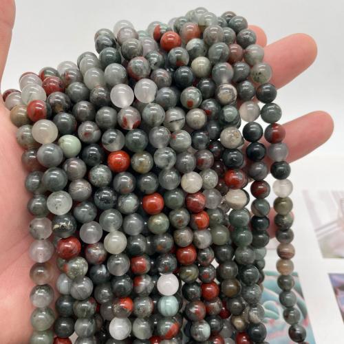 Gemstone smykker perler, African Bloodstone, Runde, du kan DIY & forskellig størrelse for valg, Solgt Per Ca. 38 cm Strand