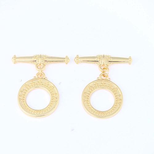 Messing Toggle sluiting, gold plated, DIY, nikkel, lood en cadmium vrij, 32.80x28.30x2mm, Verkocht door PC