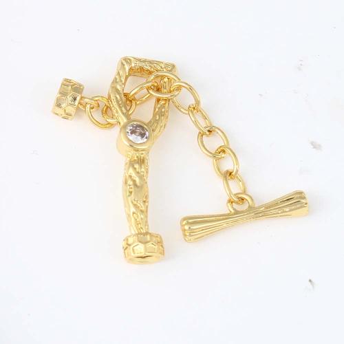 Brass Sieraden Sluitingen, Messing, gold plated, DIY & micro pave zirconia, nikkel, lood en cadmium vrij, 28.10x8.70x5mm, Verkocht door PC