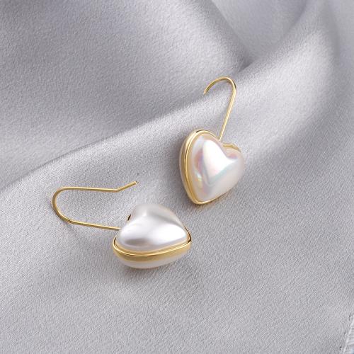 Messing oorbelknoppen, Koper legering, met Plastic Pearl, gold plated, mode sieraden, gouden, nikkel, lood en cadmium vrij, 20x36mm, Verkocht door pair