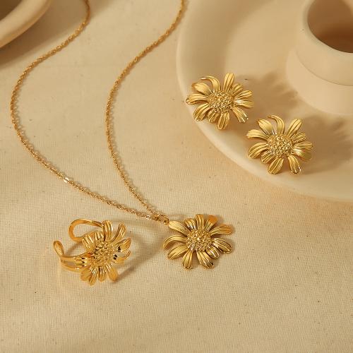 Fashion Stainless Steel Jewelry Sets 304 Stainless Steel gold color plated fashion jewelry gold Sold By PC