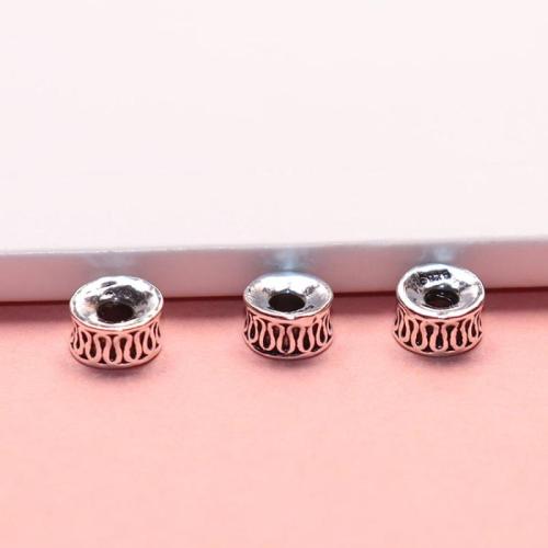 Gioielli Spacer Beads, 925 argento sterlina, DIY, colore originale, 6mm, Foro:Appross. 2mm, Venduto da PC