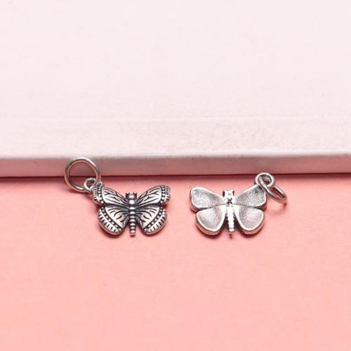 925 Sterling Sølv vedhæng, Butterfly, du kan DIY, flere farver til valg, 12.60x10.50mm, Solgt af PC