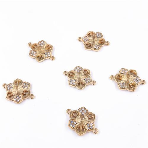 Zinklegierung Schmuckverbinder, plattiert, DIY & mit Strass, goldfarben, 200PCs/Menge, verkauft von Menge