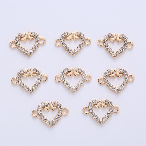 Srce Zinc Alloy priključak, Cink Alloy, pozlaćen, možete DIY & s Rhinestone, zlatan, 20x14x2mm, 200računala/Lot, Prodano By Lot