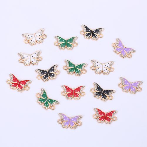 Conector de liga de zinco animal, Borboleta, banhado, DIY & esmalte & com strass, Mais cores pare escolha, 18x11mm, 200PCs/Lot, vendido por Lot