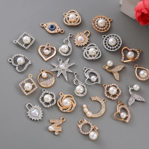 Zinc Alloy Rhinestone Pendants with Plastic Pearl plated DIY & enamel & with rhinestone Sold By Lot