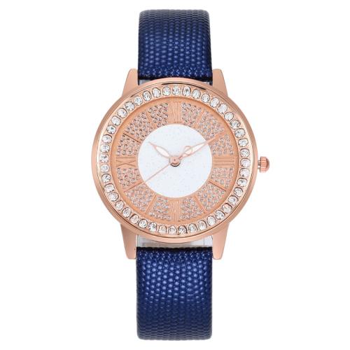 Mná Wrist Watch, Sinc Alloy, le Leathar Sintéiseach, uiscedhíonach & micrea réiteach zirconia ciúbach & do bhean, dathanna níos mó le haghaidh rogha, 236x19x9mm, Díolta De réir PC