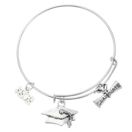 Cink Alloy Bangle Nakit, starinski srebrne boje pozlaćen, modni nakit & za žene, Unutarnji promjer:Približno 62mm, Prodano By PC