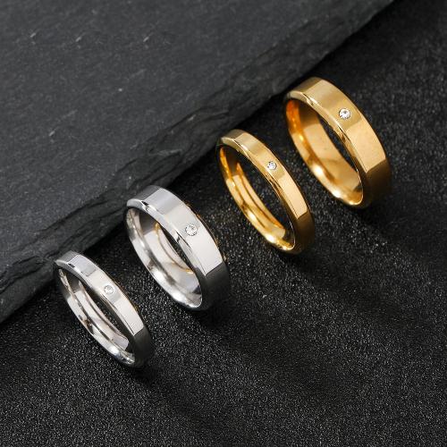 Anillos para Parejas, acero inoxidable 304, unisexo & diverso tamaño para la opción & con diamantes de imitación, más colores para la opción, Vendido por UD