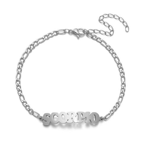 Edelstahl Schmuck Armband, 304 Edelstahl, mit Verlängerungskettchen von 5cm, 12 Zeichen des Sternzeichens, Modeschmuck & unisex, keine, Länge ca. 17 cm, verkauft von PC