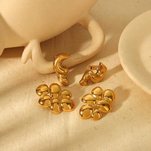 Stainless Steel Stud Earrings 304 Stainless Steel gold color plated fashion jewelry golden Sold By Pair