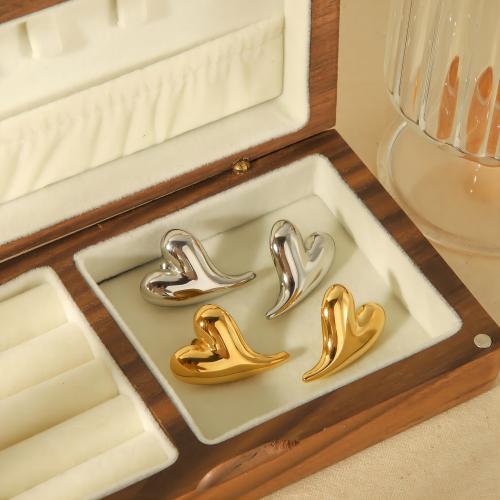 Stainless Steel Stud Earrings 304 Stainless Steel Heart plated fashion jewelry Sold By Pair