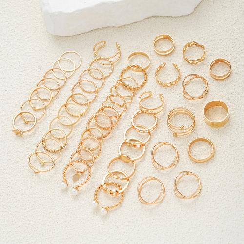 Zink Alloy Ring Set, med Kristall & Plast Pearl, mode smycken & för kvinna, guld, Säljs av Ställ