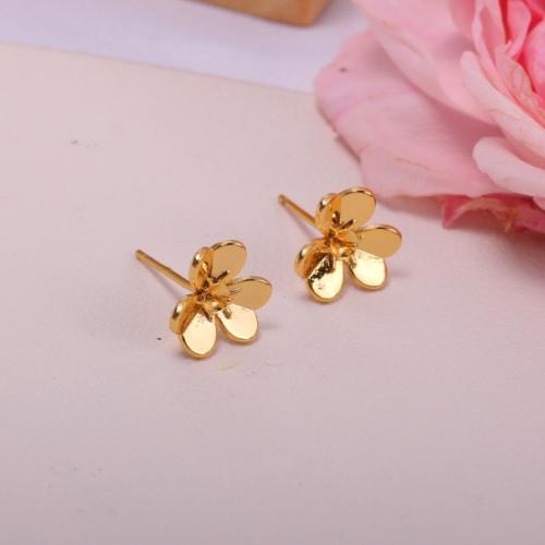 Brass Earring Post, cobre, banhado a ouro genuino, DIY, Mais cores pare escolha, 12x11mm, vendido por par